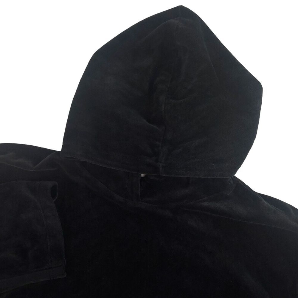 Adidas Women XS Black Velvet Ruffle Shoulder Heart Trefoil Cropped Hoodie GN3050